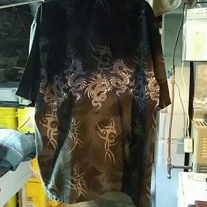 Men's Asian inspired dragon print casual shirt